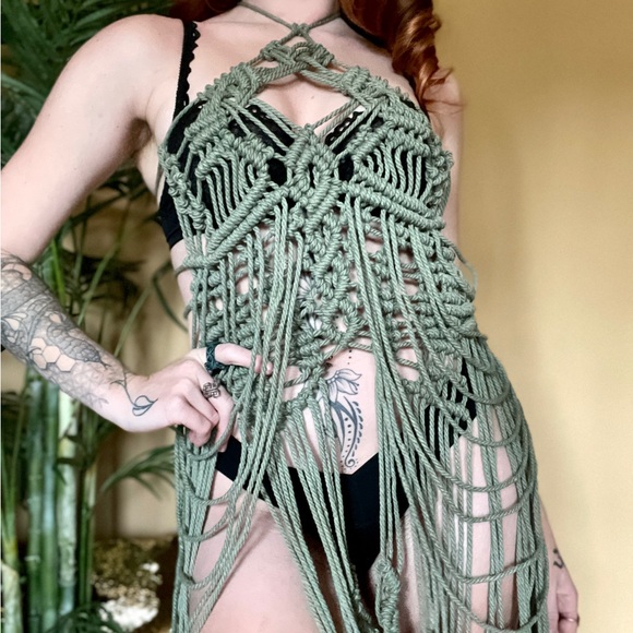 Handmade Macramé Mini Dress Festival Coachella - Picture 6 of 17